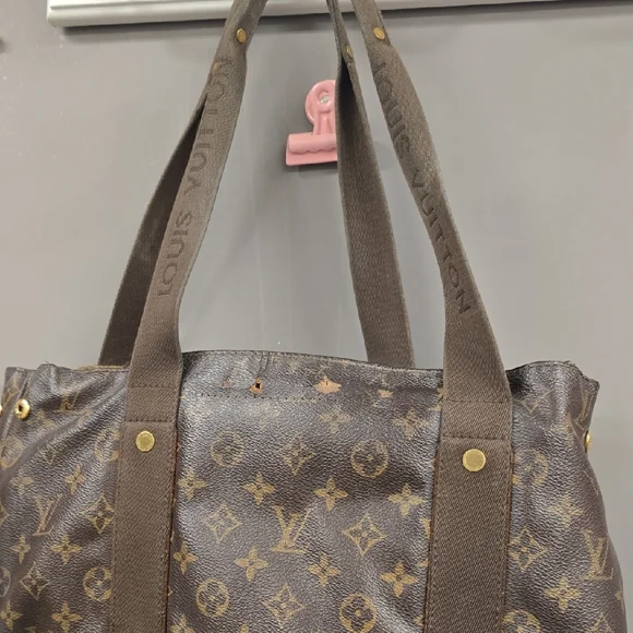 Vintage 1980s Louis Vuitton Brown Monogram Shoulder Bag. Name On Strap Detail.